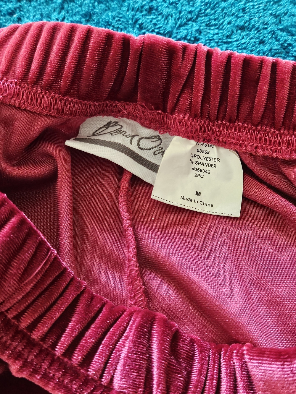 Bend Over  Velvet Zip-Front Jacket and Pant Set - Raspberry - Picture 6 of 6